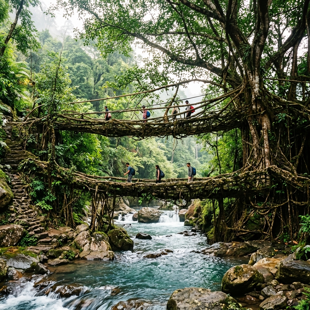 Double Decker Living Root Bridge, Cherrapunji